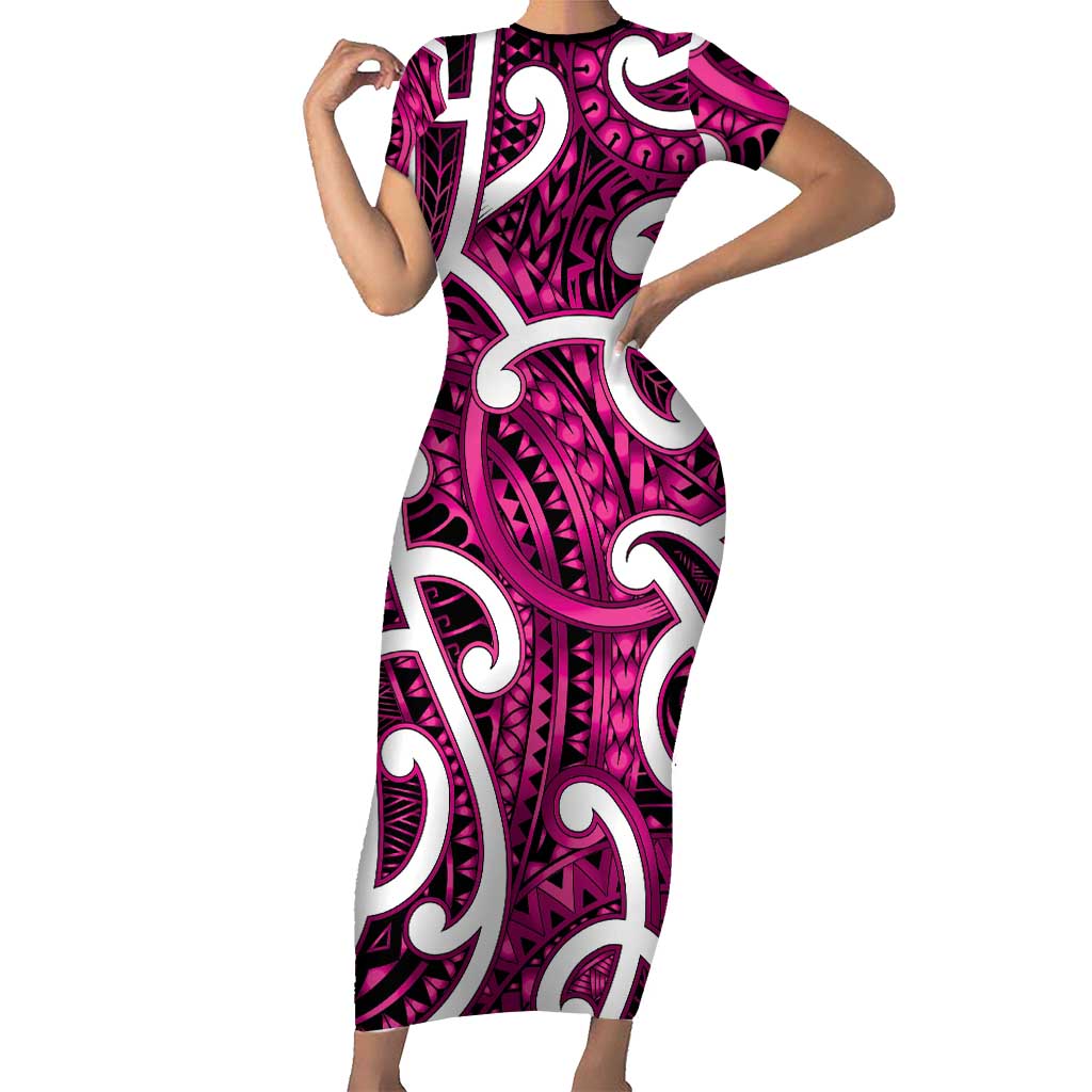 Aotearoa Maori Kowhaiwhai Family Matching Short Sleeve Bodycon Dress and Hawaiian Shirt Mawhero Puhoro and Patiki