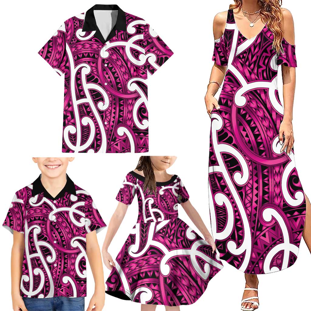 Aotearoa Maori Kowhaiwhai Family Matching Summer Maxi Dress and Hawaiian Shirt Mawhero Puhoro and Patiki LT9 - Polynesian Pride