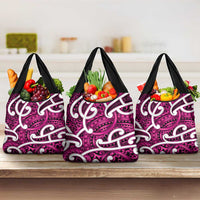 Aotearoa Maori Kowhaiwhai Grocery Bag Mawhero Puhoro and Patiki LT9 3-pack One Size Pink - Polynesian Pride