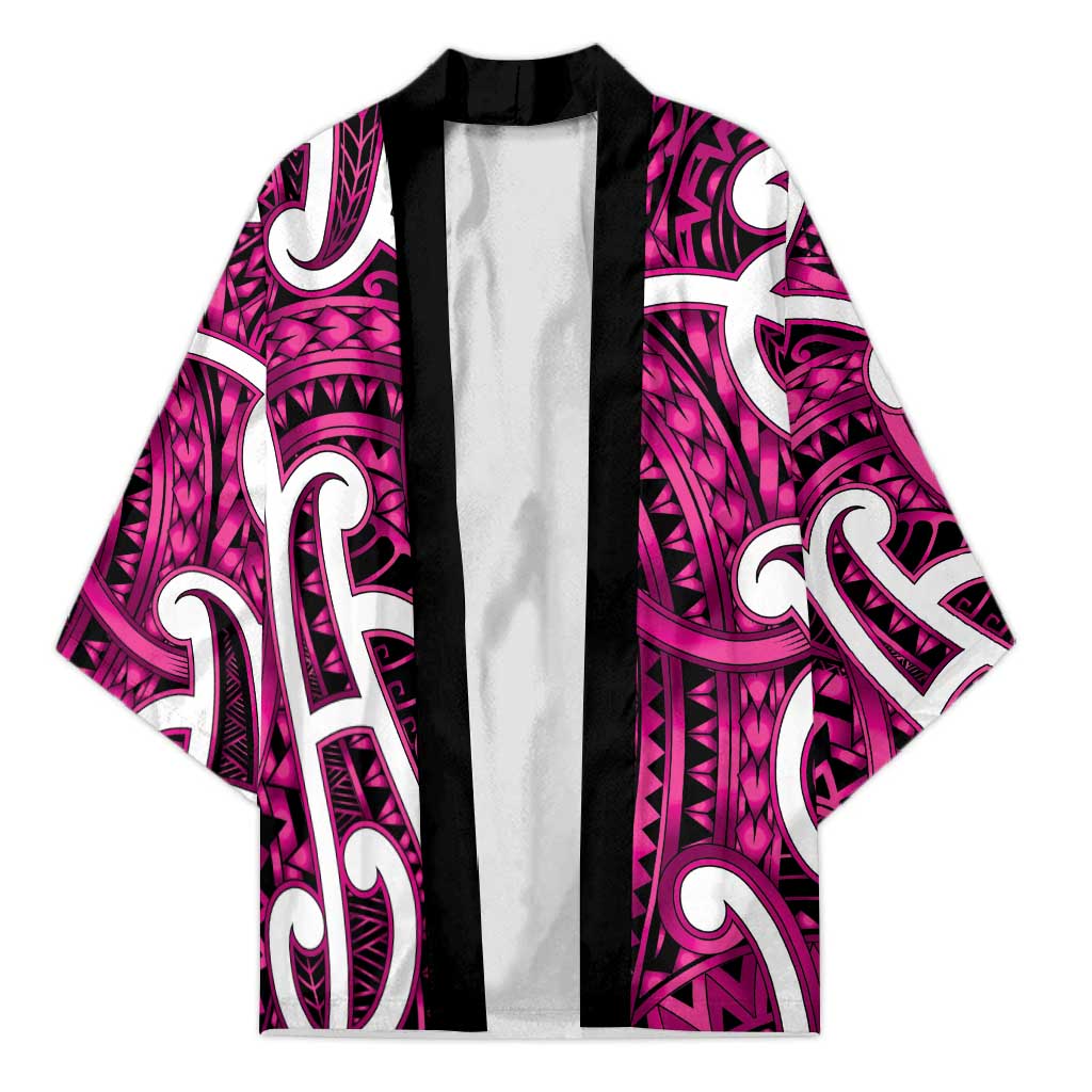 Aotearoa Maori Kowhaiwhai Kimono Mawhero Puhoro and Patiki LT9 Unisex Pink - Polynesian Pride