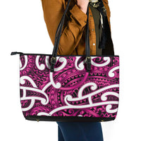 Aotearoa Maori Kowhaiwhai Leather Tote Bag Mawhero Puhoro and Patiki LT9 - Polynesian Pride