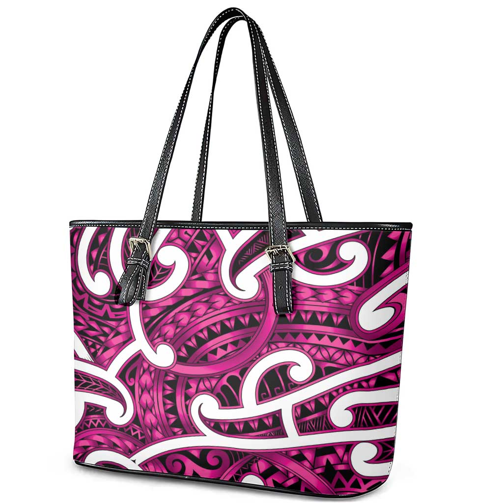Aotearoa Maori Kowhaiwhai Leather Tote Bag Mawhero Puhoro and Patiki LT9 - Polynesian Pride
