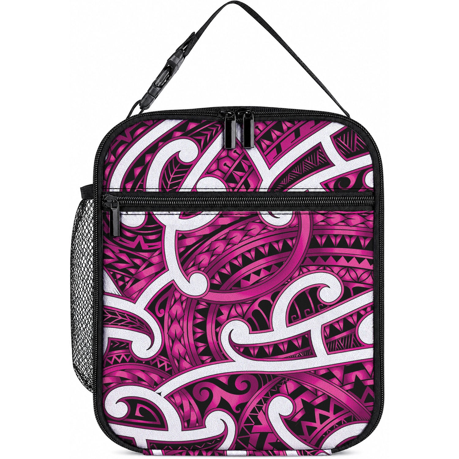 Aotearoa Maori Kowhaiwhai Lunch Bag Mawhero Puhoro and Patiki LT9 10.2 × 8.3 × 4.3 inch Pink - Polynesian Pride