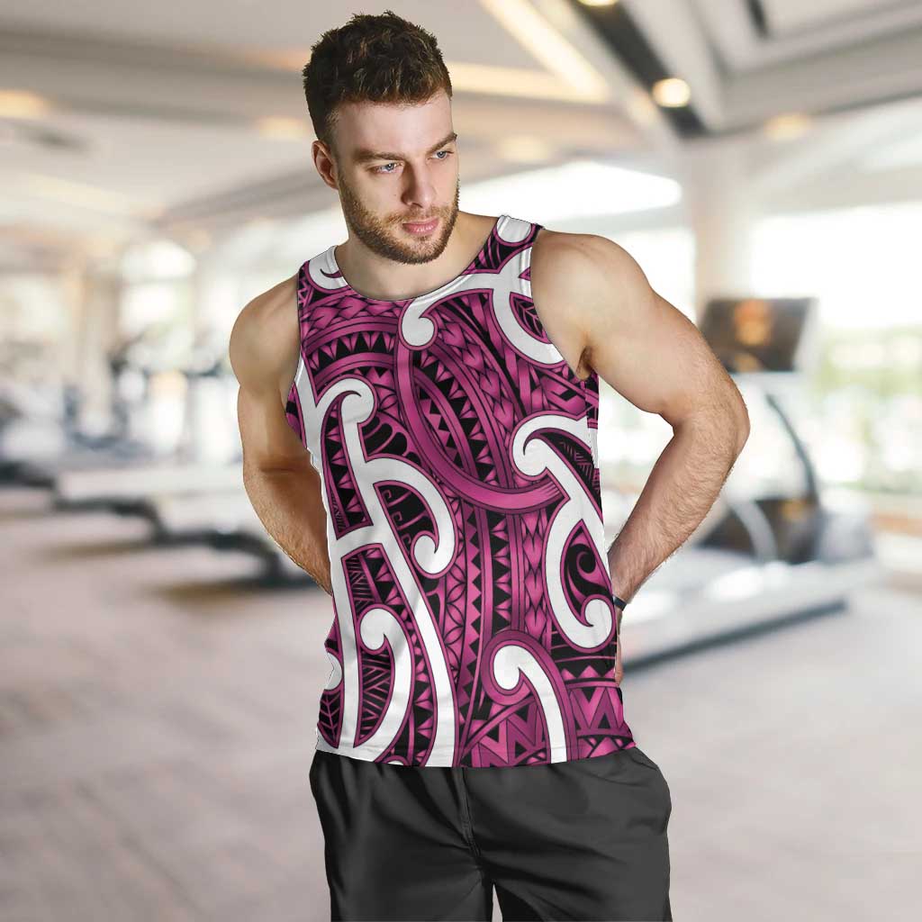 Aotearoa Maori Kowhaiwhai Men Tank Top Mawhero Puhoro and Patiki LT9 Pink - Polynesian Pride