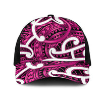 Aotearoa Maori Kowhaiwhai Mesh Trucker Cap Mawhero Puhoro and Patiki LT9 One Size Black Pink - Polynesian Pride
