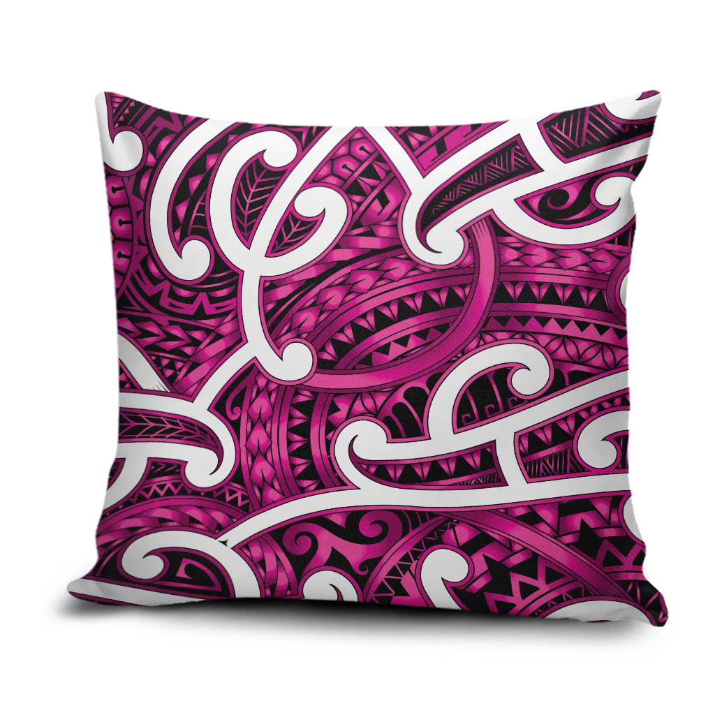Aotearoa Maori Kowhaiwhai Pillow Cover Mawhero Puhoro and Patiki LT9 Pink - Polynesian Pride