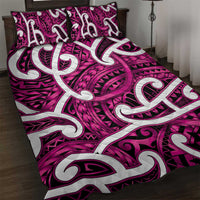 Aotearoa Maori Kowhaiwhai Quilt Bed Set Mawhero Puhoro and Patiki LT9 Pink - Polynesian Pride