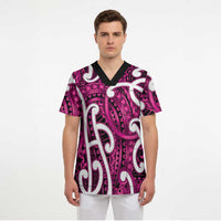 Aotearoa Maori Kowhaiwhai Scrub Top Mawhero Puhoro and Patiki