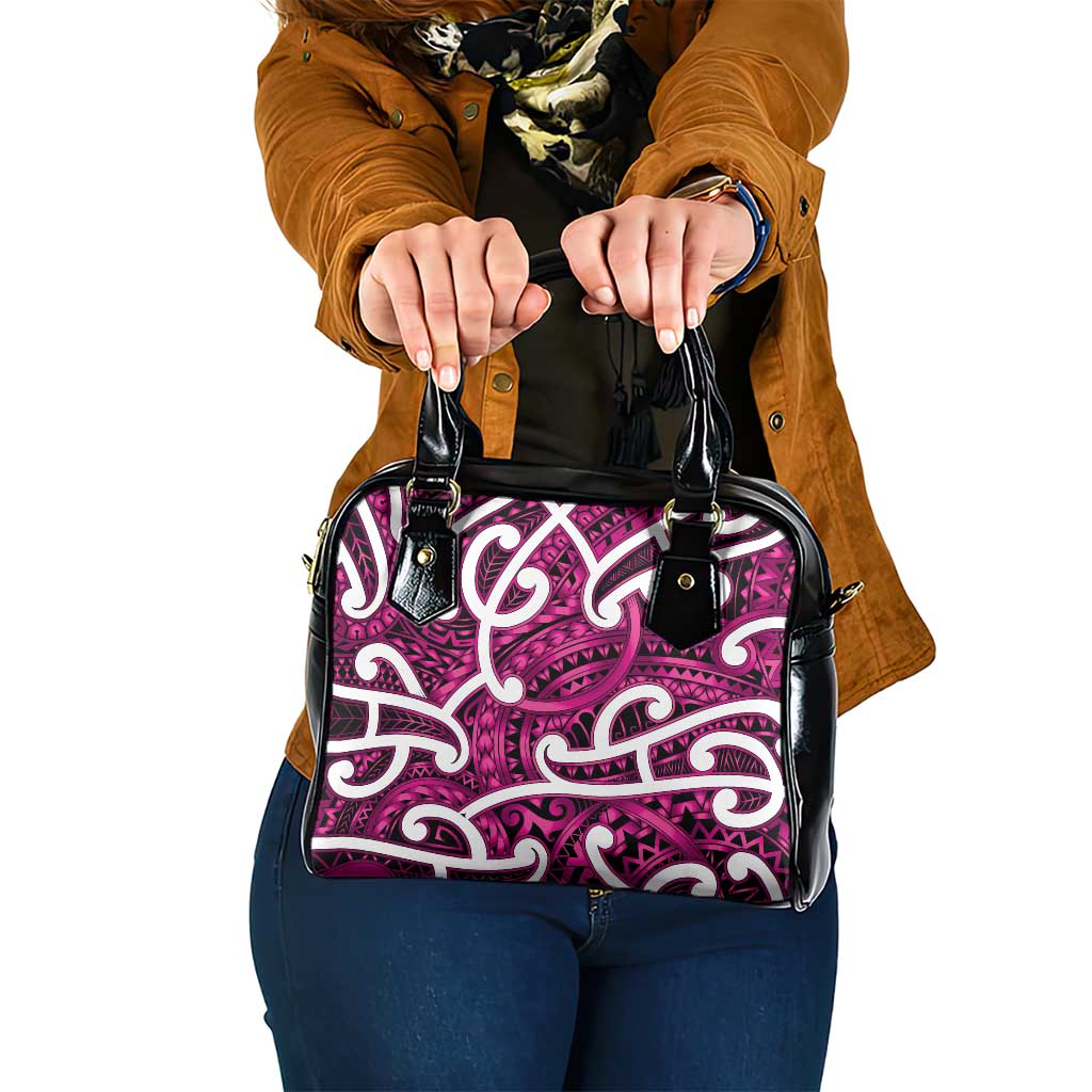 Aotearoa Maori Kowhaiwhai Shoulder Handbag Mawhero Puhoro and Patiki LT9 One Size Pink - Polynesian Pride