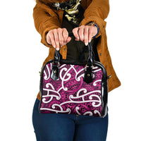 Aotearoa Maori Kowhaiwhai Shoulder Handbag Mawhero Puhoro and Patiki LT9 One Size Pink - Polynesian Pride