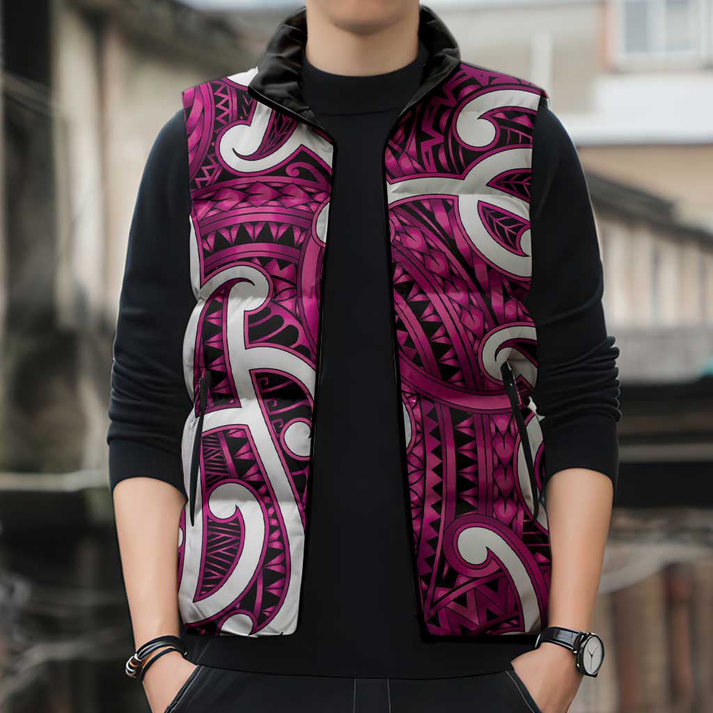 Aotearoa Maori Kowhaiwhai Sleeveless Puffer Jacket Mawhero Puhoro and Patiki LT9 - Polynesian Pride