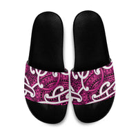 Aotearoa Maori Kowhaiwhai Slide Sandals Mawhero Puhoro and Patiki LT9 Pink - Polynesian Pride