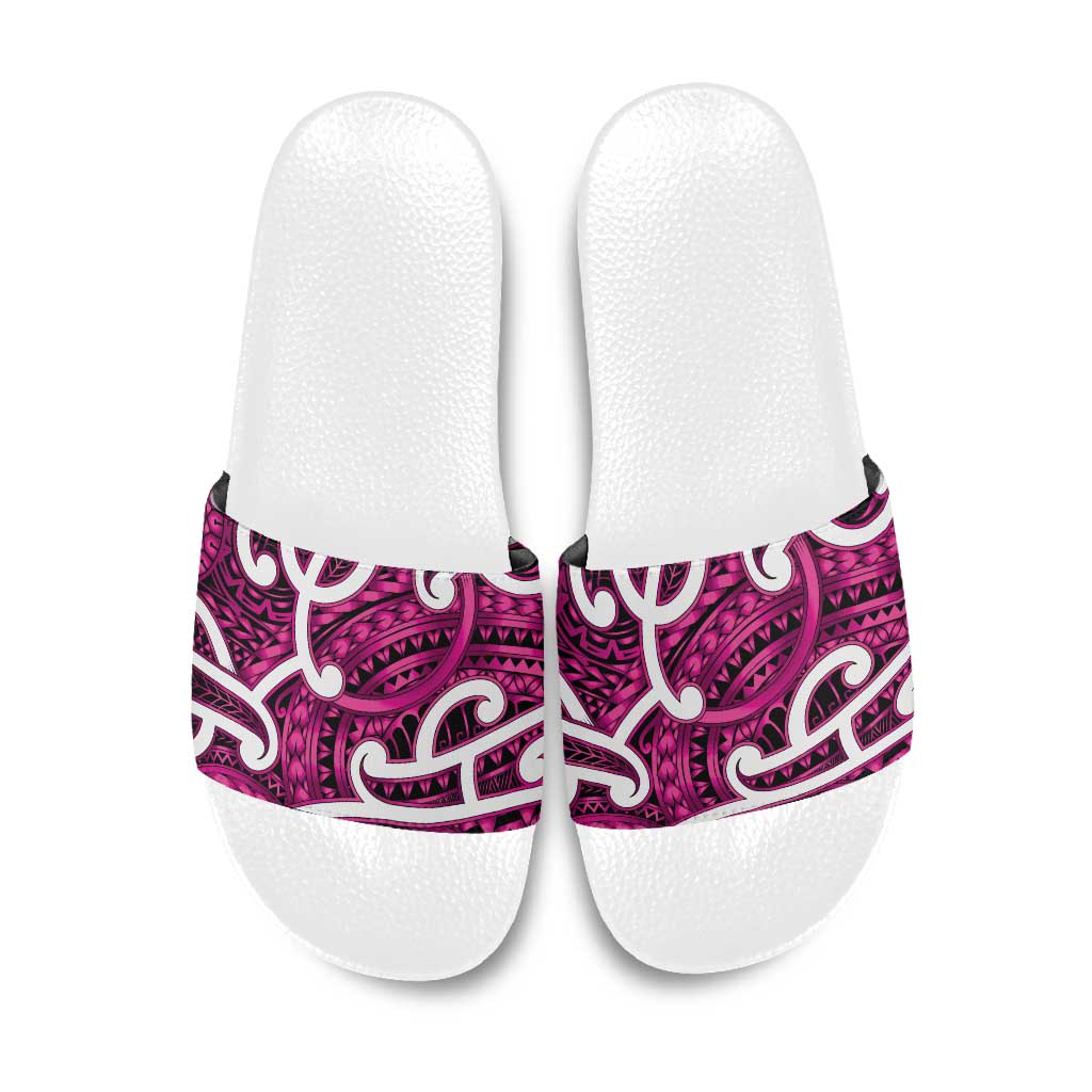 Aotearoa Maori Kowhaiwhai Slide Sandals Mawhero Puhoro and Patiki LT9 Pink - Polynesian Pride