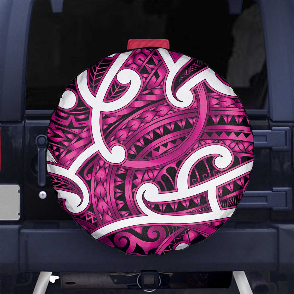 Aotearoa Maori Kowhaiwhai Spare Tire Cover Mawhero Puhoro and Patiki LT9 No hole Pink - Polynesian Pride