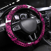 Aotearoa Maori Kowhaiwhai Steering Wheel Cover Mawhero Puhoro and Patiki LT9 Universal Fit Pink - Polynesian Pride