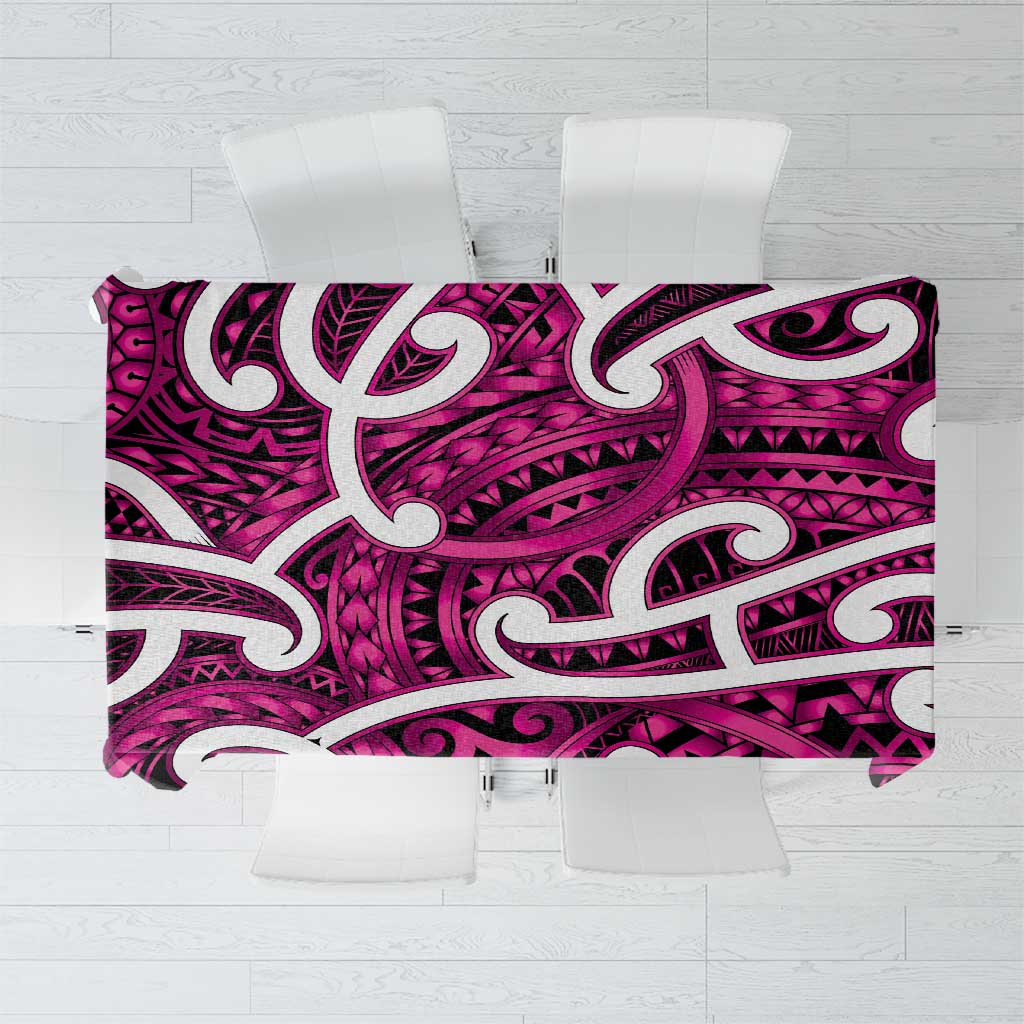 Aotearoa Maori Kowhaiwhai Tablecloth Mawhero Puhoro and Patiki LT9 Pink - Polynesian Pride