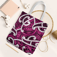 Aotearoa Maori Kowhaiwhai Tote Bag Mawhero Puhoro and Patiki LT9 White Strap One Size Pink - Polynesian Pride