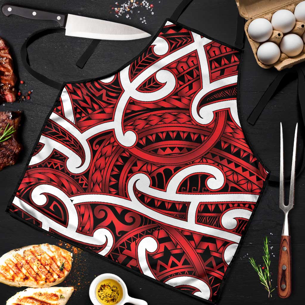 Aotearoa Maori Kowhaiwhai Apron Whero Puhoro and Patiki LT9 Red - Polynesian Pride