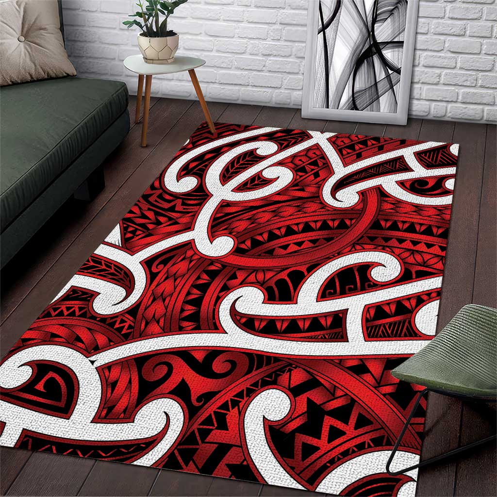 Aotearoa Maori Kowhaiwhai Area Rug Whero Puhoro and Patiki LT9 Red - Polynesian Pride