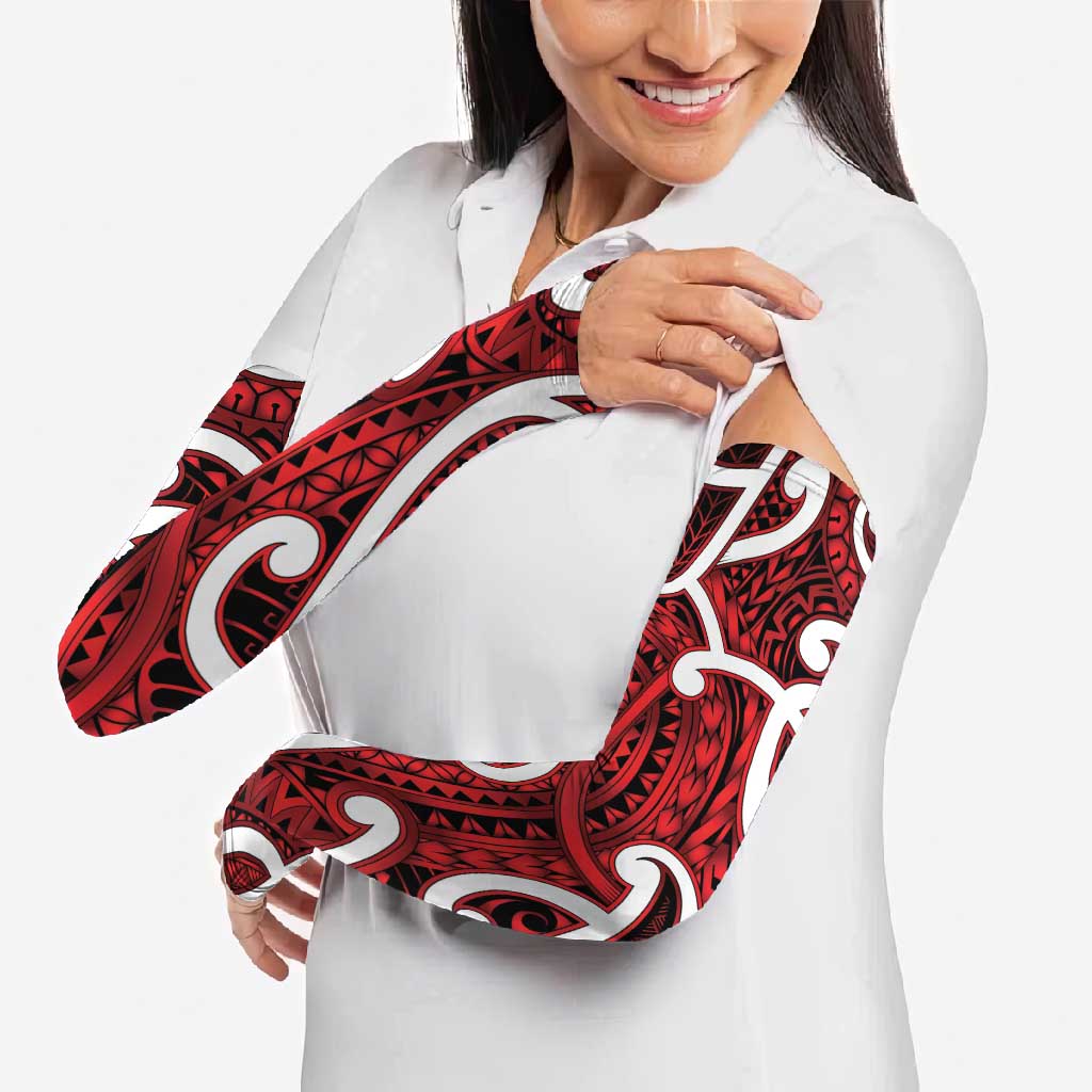 Aotearoa Maori Kowhaiwhai Arm Sleeves Whero Puhoro and Patiki LT9 - Polynesian Pride