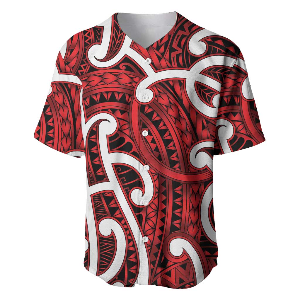 Aotearoa Maori Kowhaiwhai Baseball Jersey Whero Puhoro and Patiki