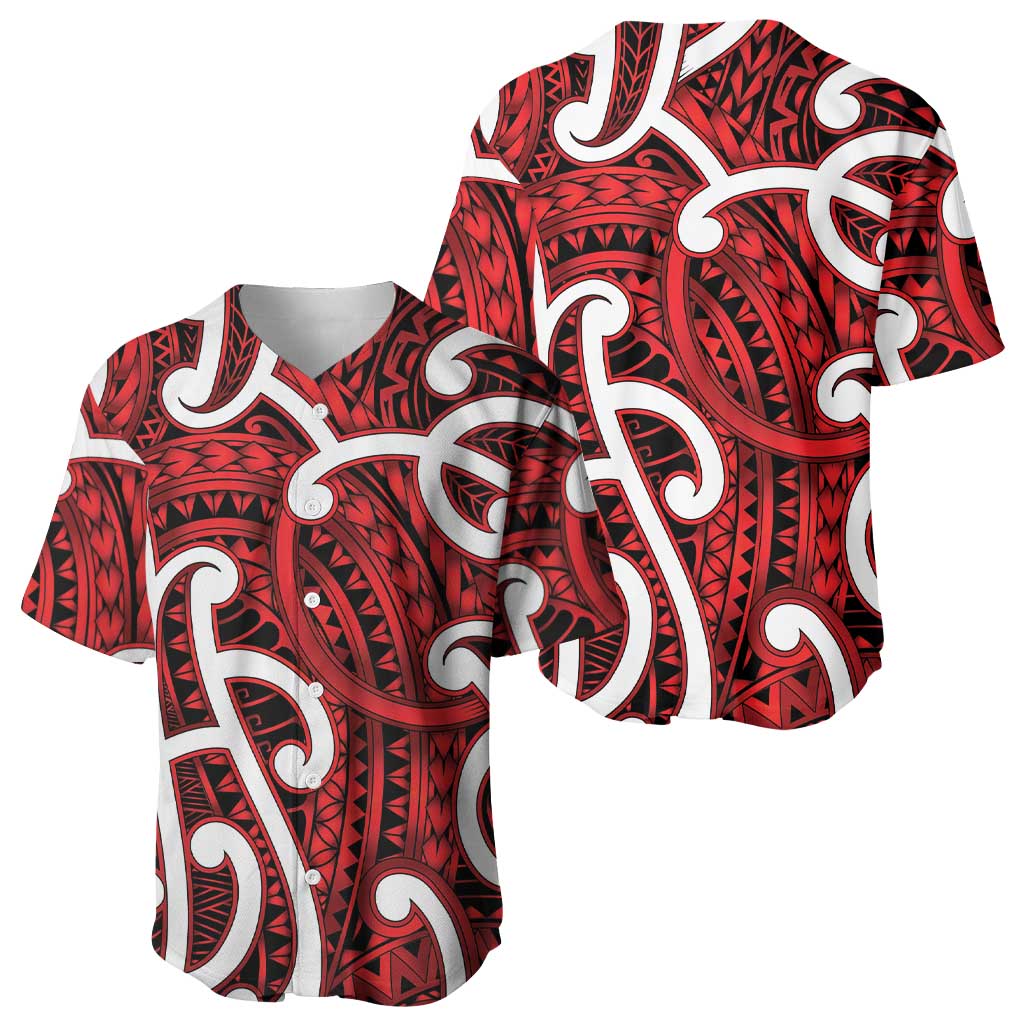 Aotearoa Maori Kowhaiwhai Baseball Jersey Whero Puhoro and Patiki