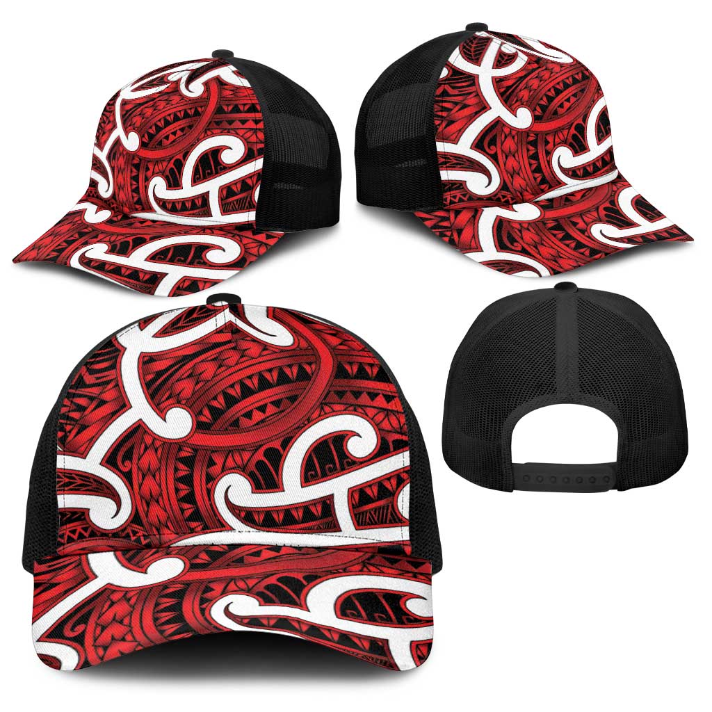 Aotearoa Maori Kowhaiwhai Baseball Net Cap Whero Puhoro and Patiki LT9 - Polynesian Pride