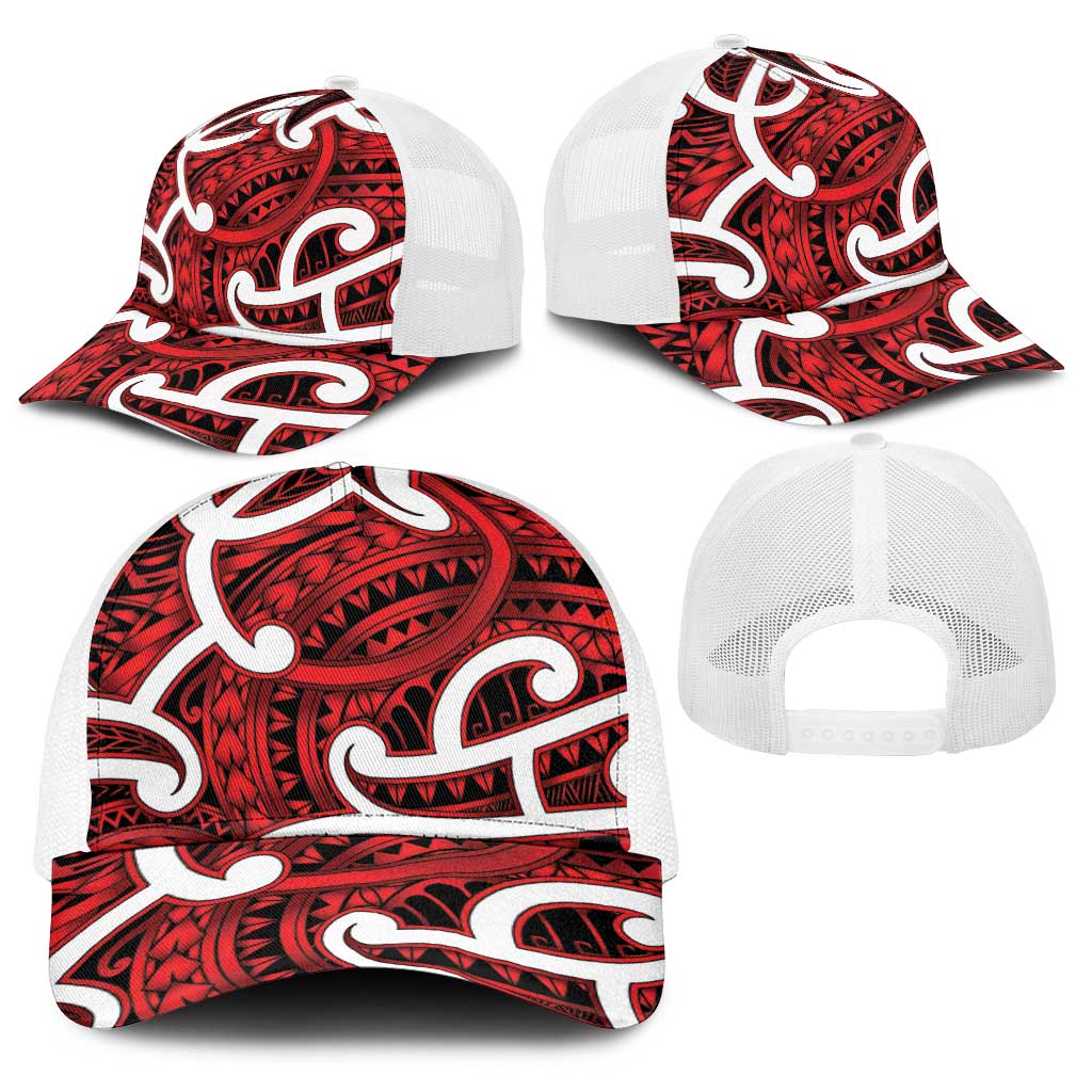 Aotearoa Maori Kowhaiwhai Baseball Net Cap Whero Puhoro and Patiki LT9 - Polynesian Pride