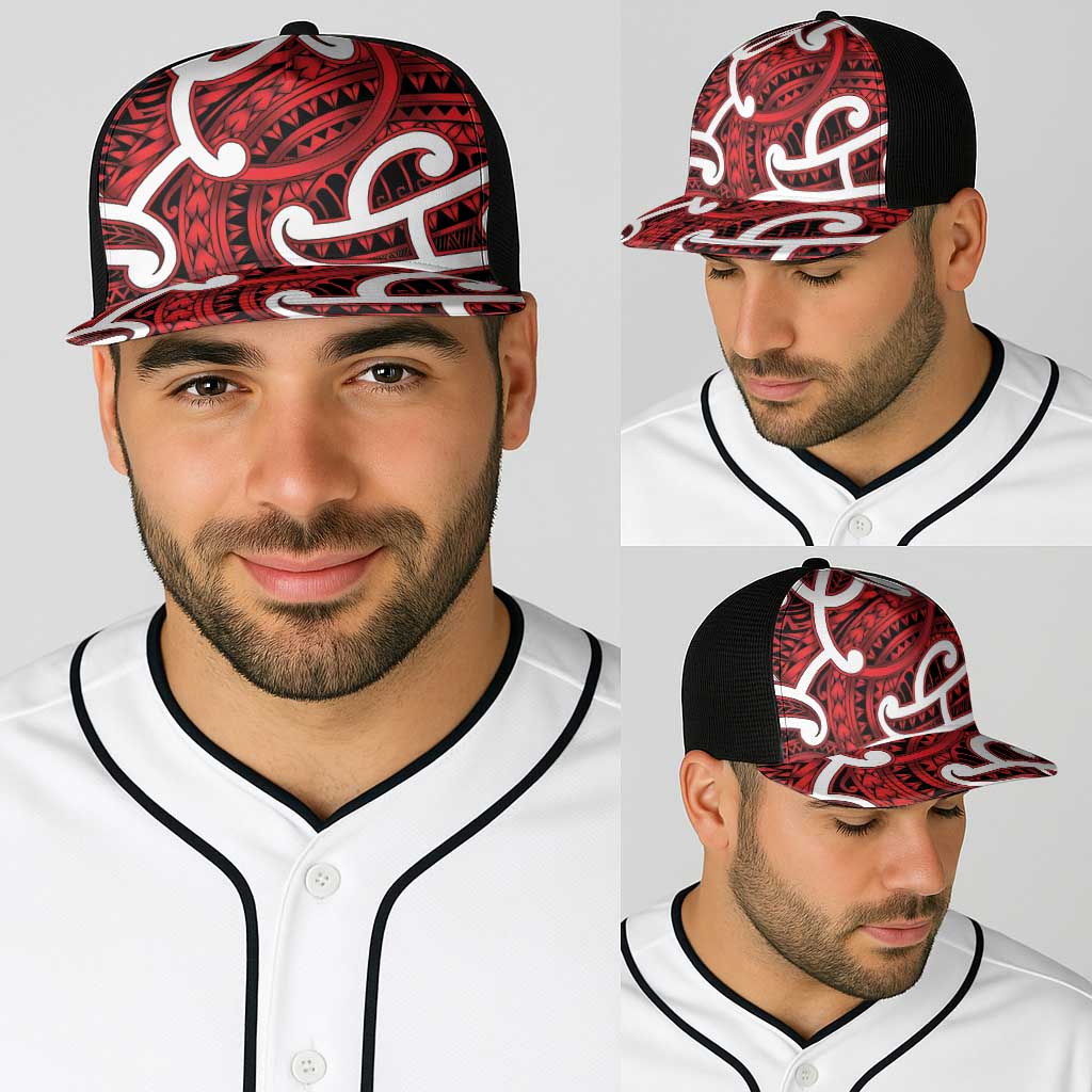 Aotearoa Maori Kowhaiwhai Baseball Net Cap Whero Puhoro and Patiki LT9 - Polynesian Pride