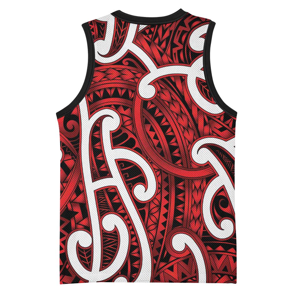 Aotearoa Maori Kowhaiwhai Basketball Jersey Whero Puhoro and Patiki LT9 - Polynesian Pride