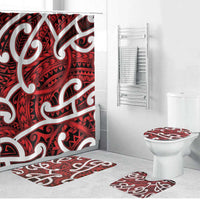 Aotearoa Maori Kowhaiwhai Bathroom Set Whero Puhoro and Patiki LT9 Bathroom Set (4 pcs) Red - Polynesian Pride