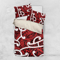 Aotearoa Maori Kowhaiwhai Bedding Set Whero Puhoro and Patiki LT9 US Twin 172cm x 218cm Red - Polynesian Pride