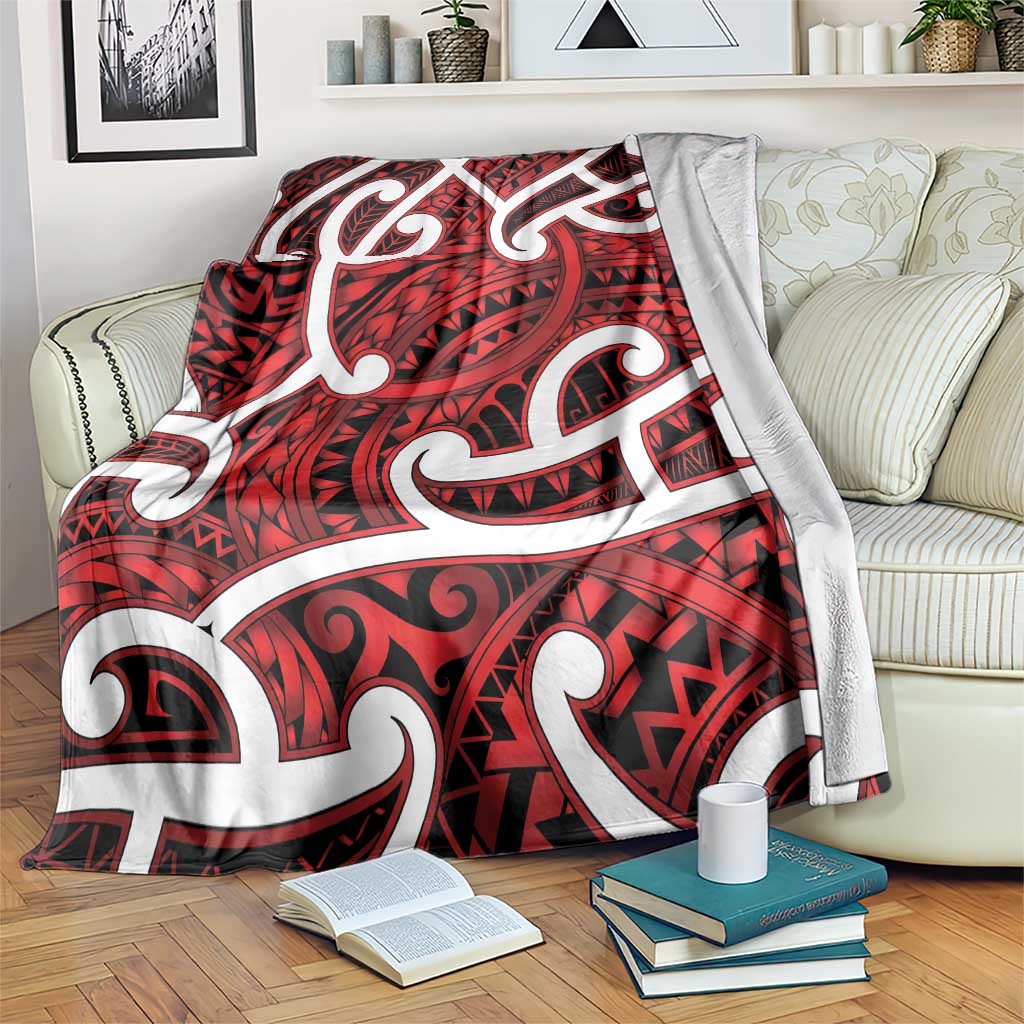Aotearoa Maori Kowhaiwhai Blanket Whero Puhoro and Patiki LT9 Red - Polynesian Pride