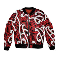 Aotearoa Maori Kowhaiwhai Bomber Jacket Whero Puhoro and Patiki LT9 Unisex Red - Polynesian Pride