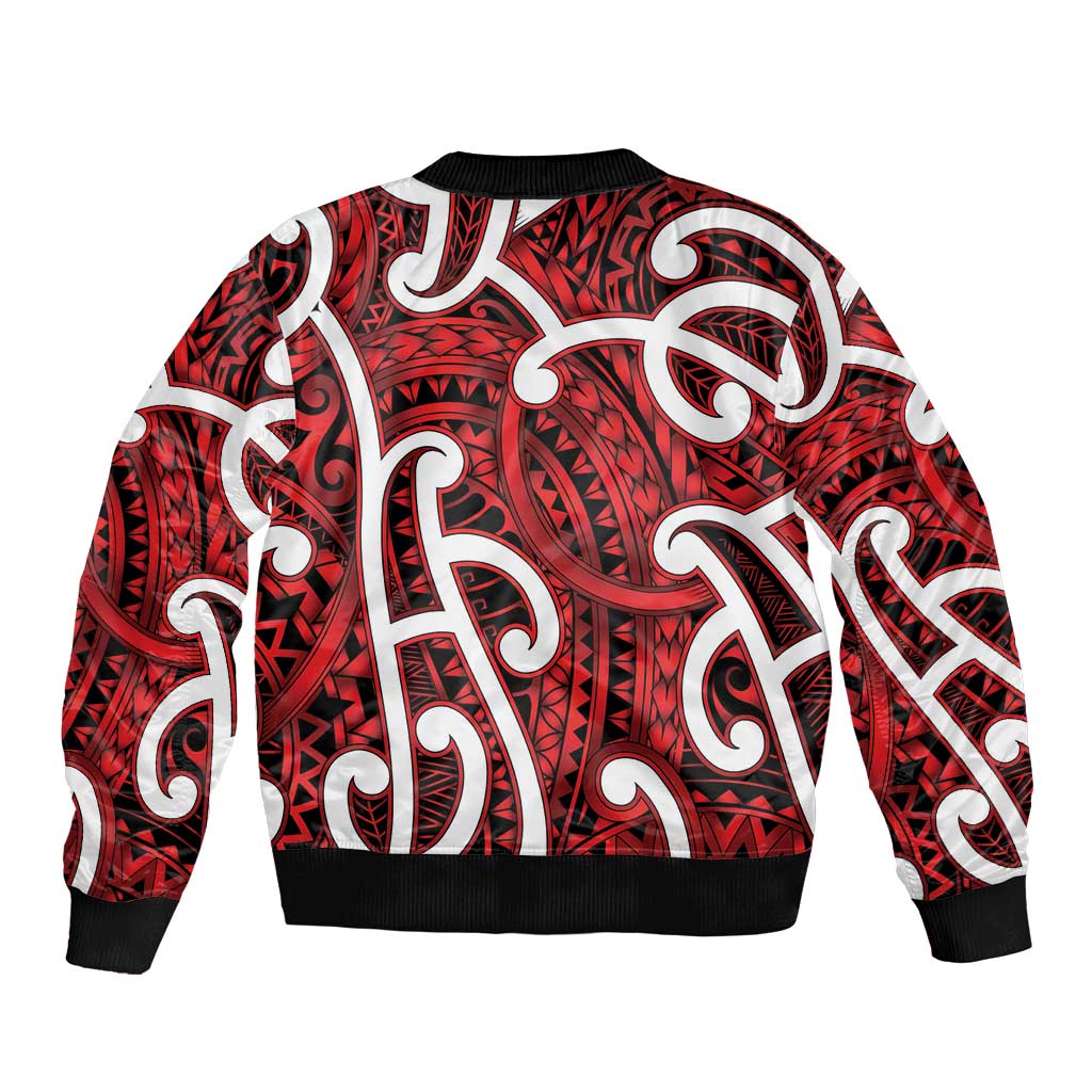 Aotearoa Maori Kowhaiwhai Bomber Jacket Whero Puhoro and Patiki LT9 - Polynesian Pride