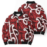 Aotearoa Maori Kowhaiwhai Bomber Puffer Jacket Whero Puhoro and Patiki LT9 - Polynesian Pride