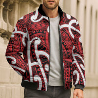 Aotearoa Maori Kowhaiwhai Bomber Puffer Jacket Whero Puhoro and Patiki LT9 - Polynesian Pride
