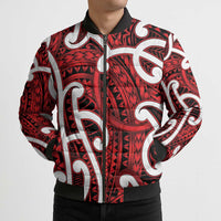 Aotearoa Maori Kowhaiwhai Bomber Puffer Jacket Whero Puhoro and Patiki LT9 - Polynesian Pride