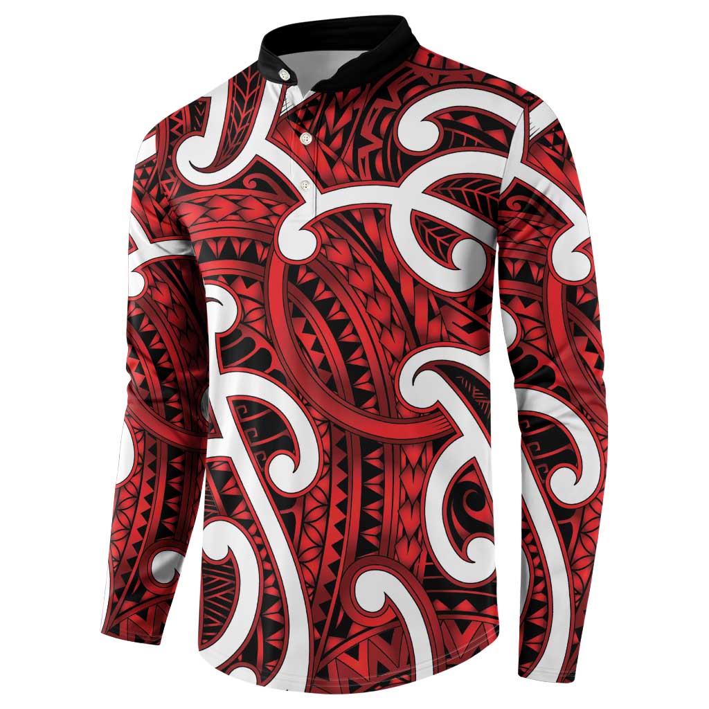 Aotearoa Maori Kowhaiwhai Button Sweatshirt Whero Puhoro and Patiki LT9 - Polynesian Pride