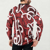 Aotearoa Maori Kowhaiwhai Button Sweatshirt Whero Puhoro and Patiki LT9 - Polynesian Pride