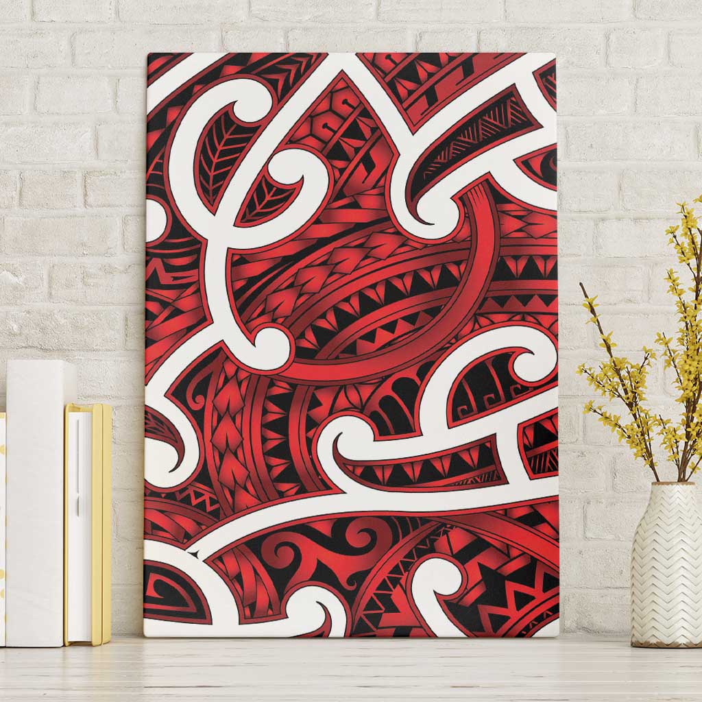 Aotearoa Maori Kowhaiwhai Canvas Wall Art Whero Puhoro and Patiki LT9 Without Frame Red - Polynesian Pride