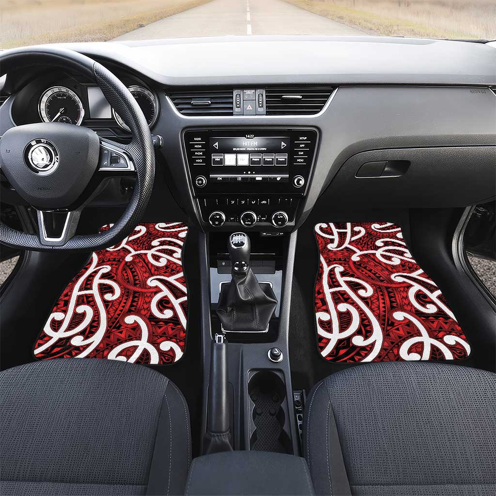 Aotearoa Maori Kowhaiwhai Car Mats Whero Puhoro and Patiki LT9 Set 2pcs - Front Red - Polynesian Pride