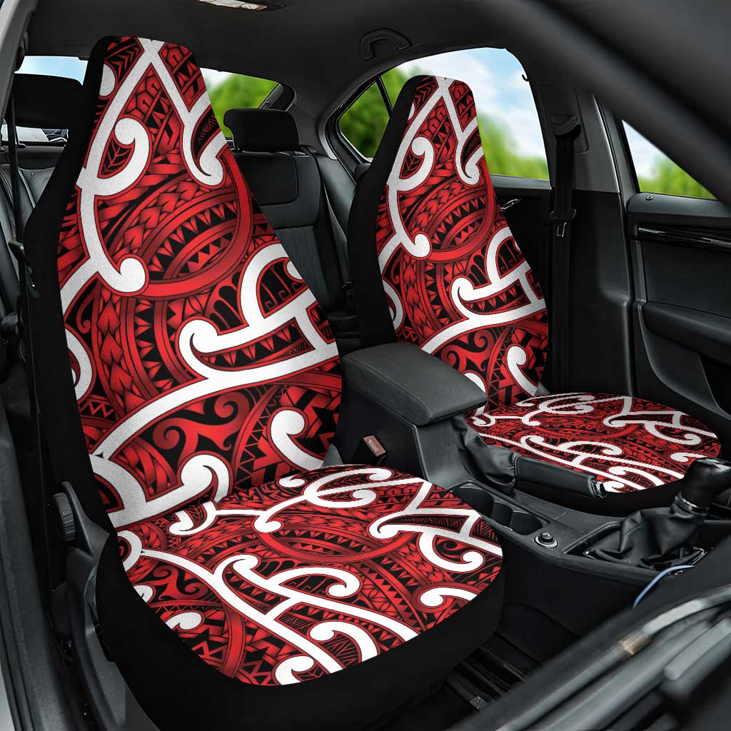 Aotearoa Maori Kowhaiwhai Car Seat Cover Whero Puhoro and Patiki LT9 One Size Red - Polynesian Pride