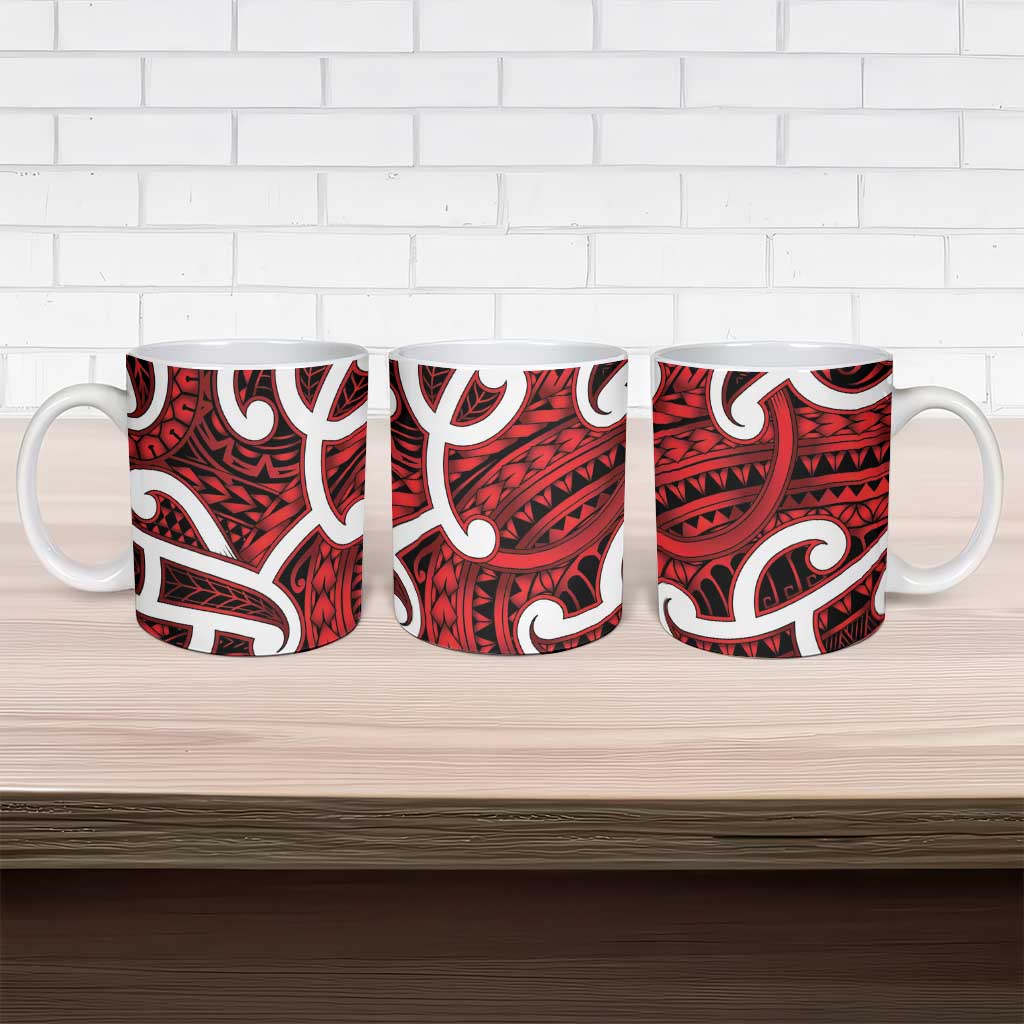 Aotearoa Maori Kowhaiwhai Ceramic Mug Whero Puhoro and Patiki LT9 - Polynesian Pride