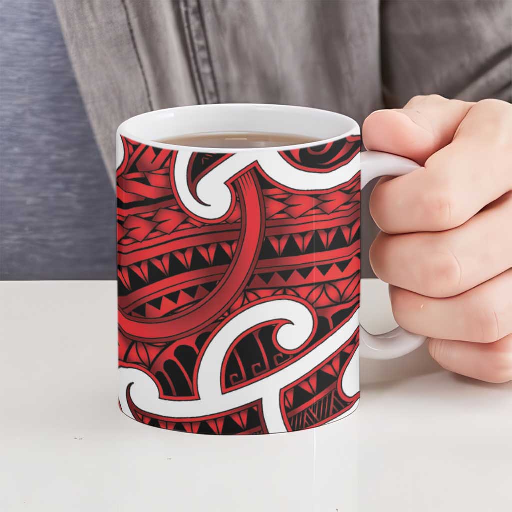 Aotearoa Maori Kowhaiwhai Ceramic Mug Whero Puhoro and Patiki LT9 - Polynesian Pride