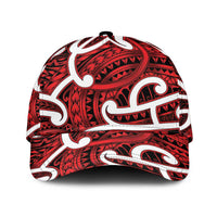 Aotearoa Maori Kowhaiwhai Classic Cap Whero Puhoro and Patiki LT9 Universal Fit Red - Polynesian Pride