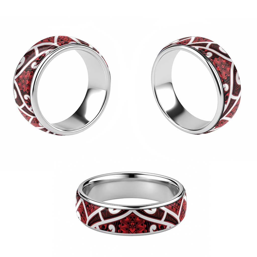 Aotearoa Maori Kowhaiwhai Classic Ring Whero Puhoro and Patiki LT9 - Polynesian Pride