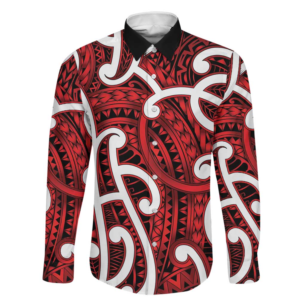 Aotearoa Maori Kowhaiwhai Family Matching Long Sleeve Bodycon Dress and Hawaiian Shirt Whero Puhoro and Patiki