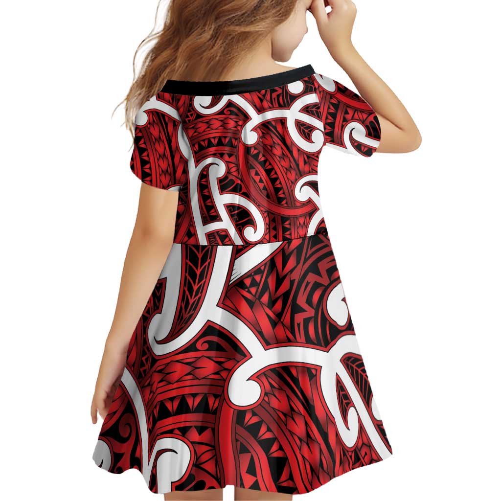 Aotearoa Maori Kowhaiwhai Family Matching Off The Shoulder Long Sleeve Dress and Hawaiian Shirt Whero Puhoro and Patiki