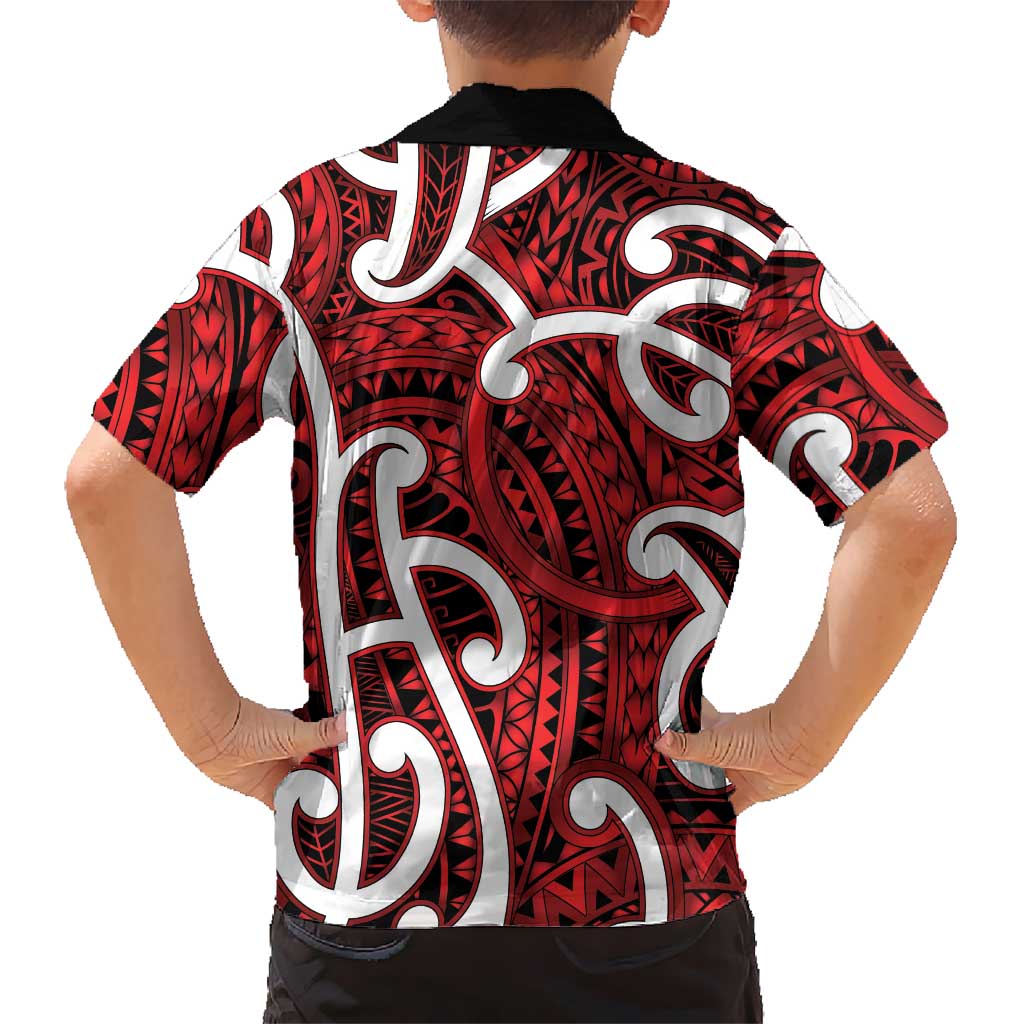 Aotearoa Maori Kowhaiwhai Family Matching Off Shoulder Maxi Dress and Hawaiian Shirt Whero Puhoro and Patiki